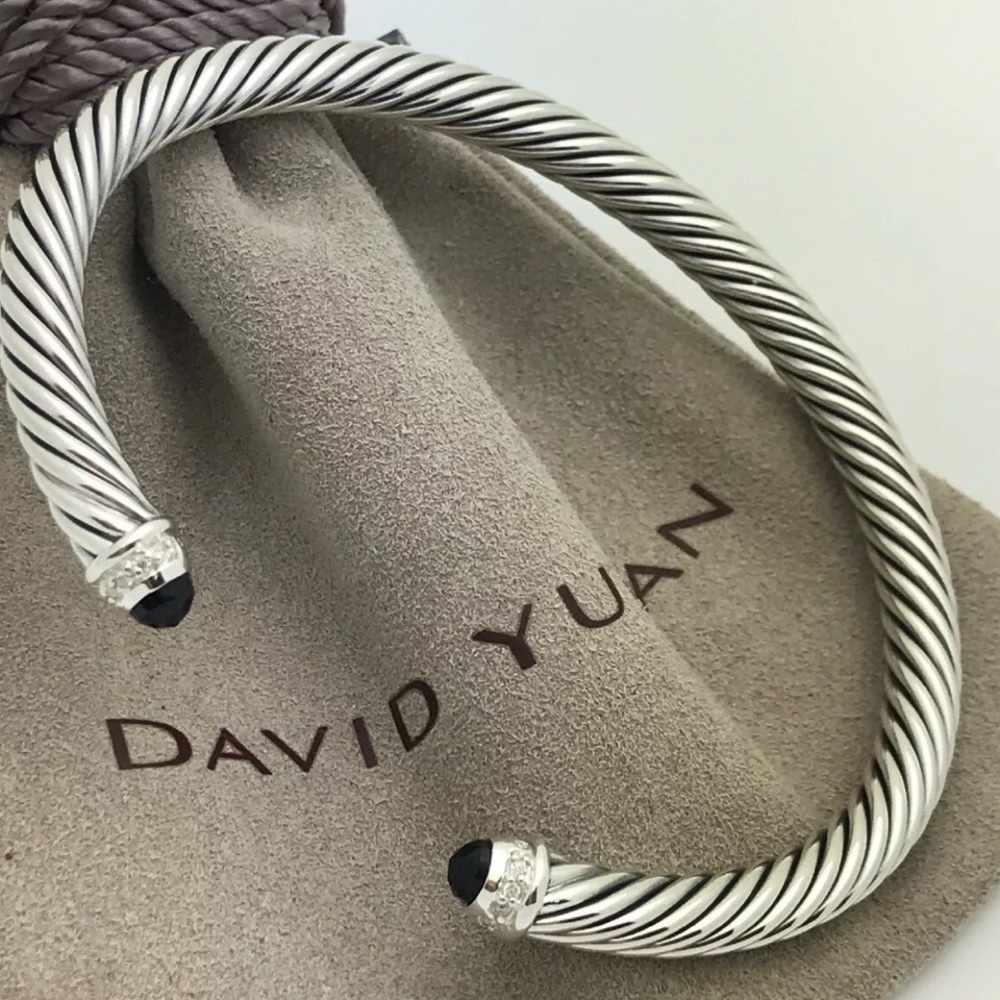 DAVID YURMAN • Black Onyx Diamond Cuff Bracelet - Picture 5 of 8